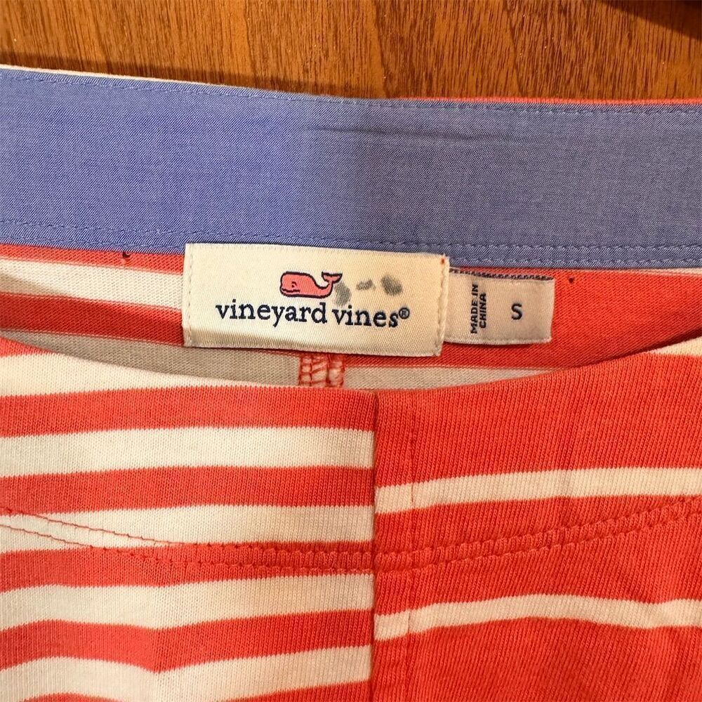 Vineyard Vines Split Stripe Sailor Boatneck Top Size S Coral White - Picture 3 of 7
